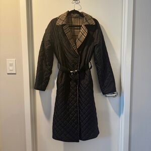 Ganni reversible plaid wool coat black beige long Size EU 34 us 2